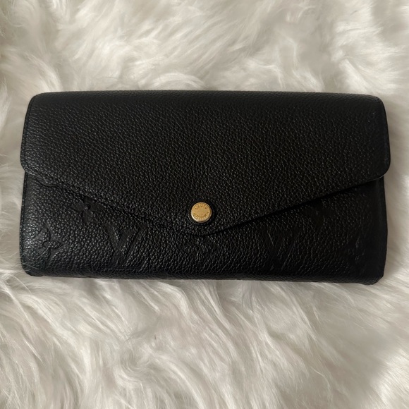💯 Authentic Louis Vuitton Black Monogram Empreinte Leather Sarah Wallet - Picture 3 of 14